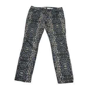 DKNY Jeans Leopard Print Legging Jeans Women's Size 12 Blue Grey‎ Stretch